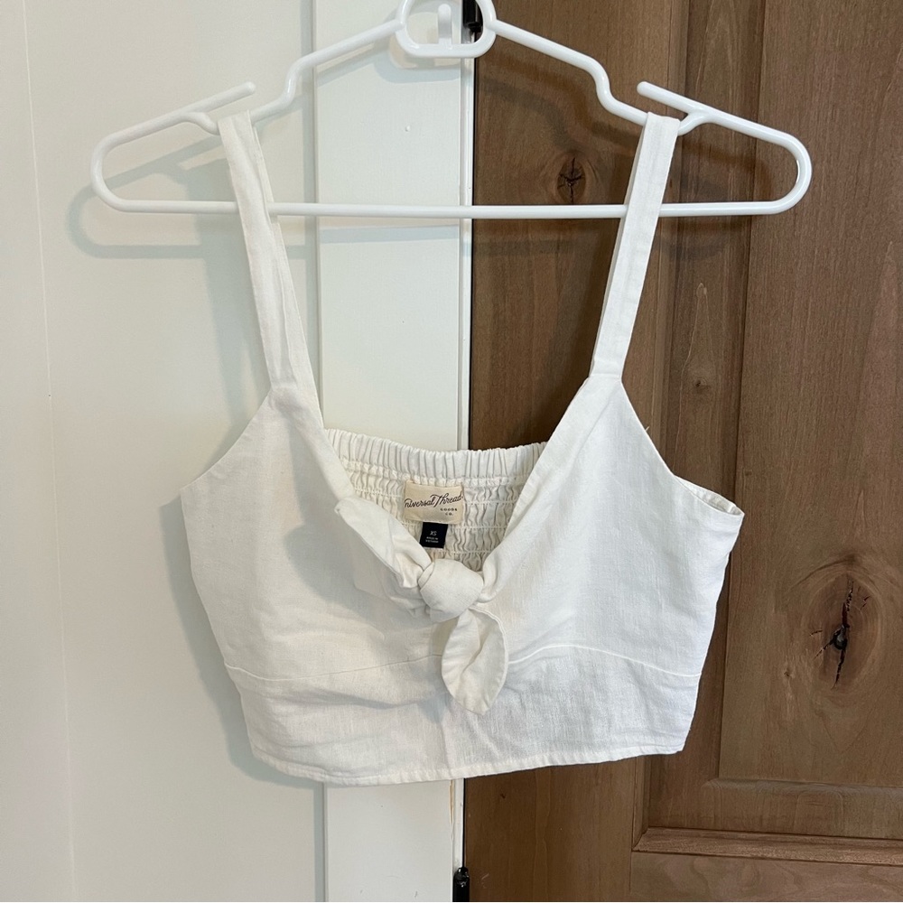 White Linen Crop top